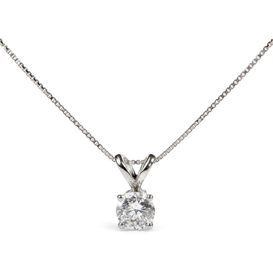 Sterling Silver 1.0 Cttw Round Lab Grown Diamond Solitaire Pendant Necklace