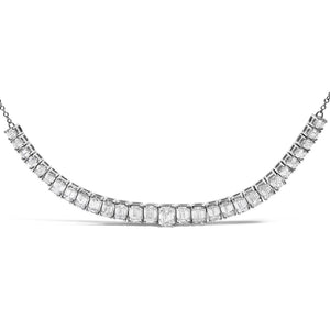 14K White Gold Lab Grown Diamond 5.0 Cttw Emerald Cut Station Necklace-1