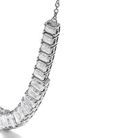 14K White Gold Lab Grown Diamond 5.0 Cttw Emerald Cut Station Necklace