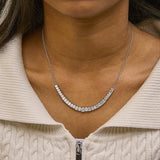 14K White Gold Lab Grown Diamond 5.0 Cttw Emerald Cut Station Necklace-2 thumbnail 3