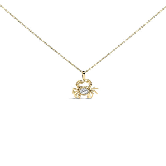 14K Yellow Gold 1/5 Cttw Lab Grown Diamond Crab Pendant Necklace-0
