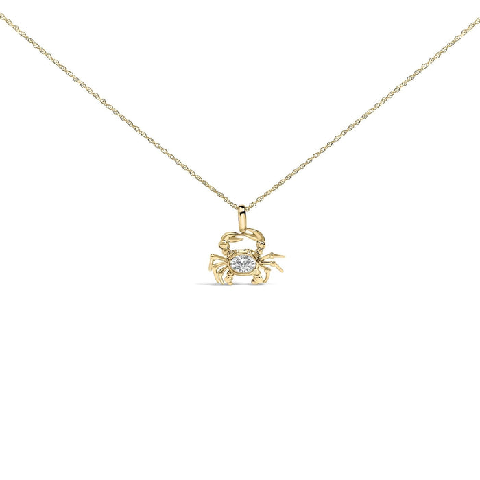 14K Yellow Gold 1/5 Cttw Lab Grown Diamond Crab Pendant Necklace