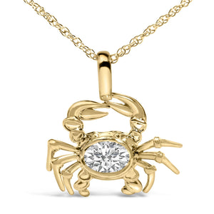 14K Yellow Gold 1/5 Cttw Lab Grown Diamond Crab Pendant Necklace-1