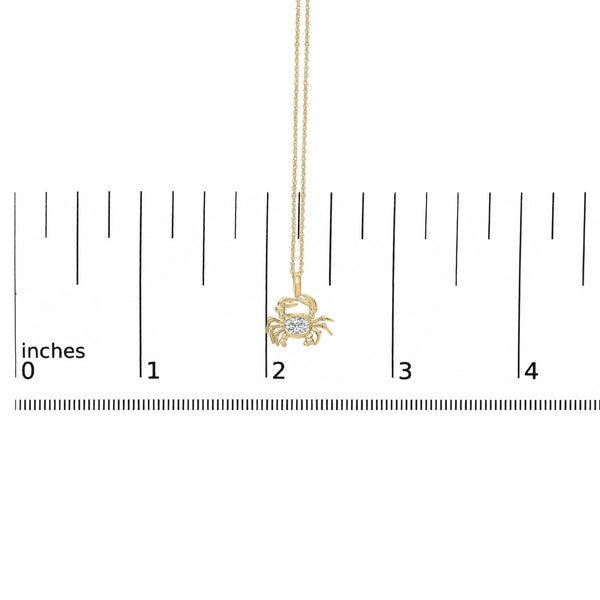 14K Yellow Gold 1/5 Cttw Lab Grown Diamond Crab Pendant Necklace