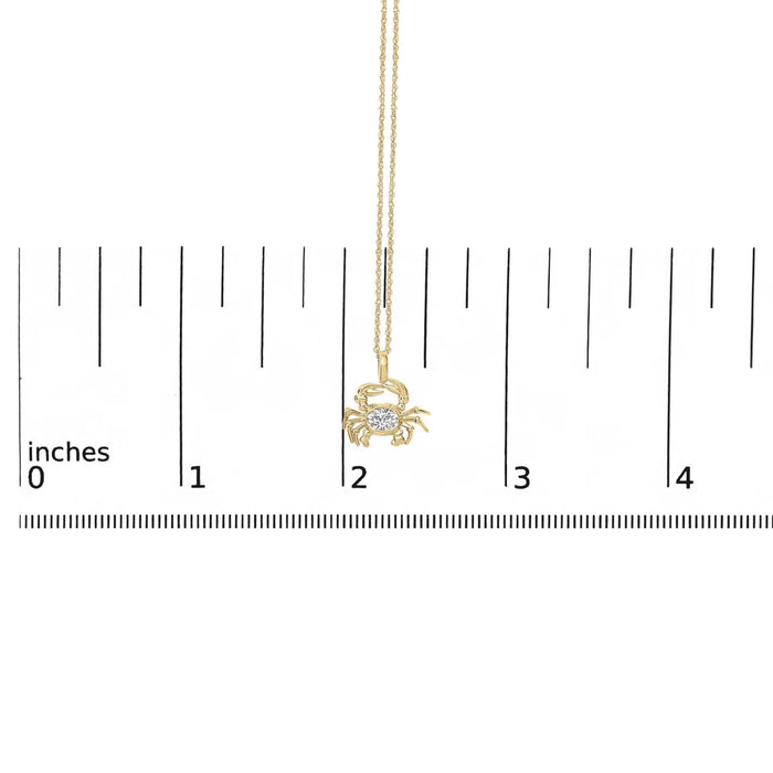 14K Yellow Gold 1/5 Cttw Lab Grown Diamond Crab Pendant Necklace