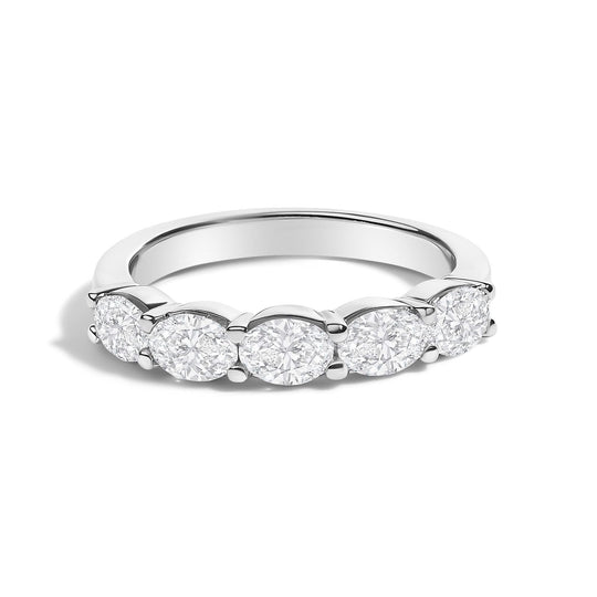 14K White Gold 1 1/4 Cttw Lab Grown Oval East West Band Ring-0