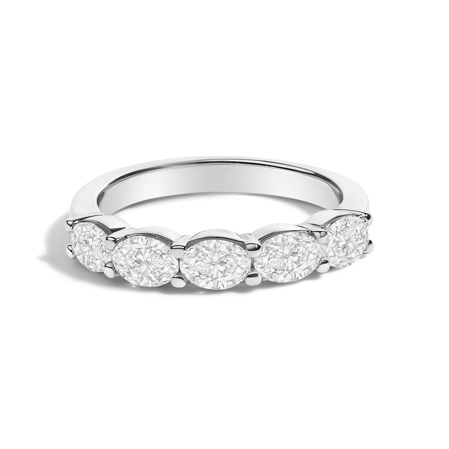 14K White Gold 1 1/4 Cttw Lab Grown Oval East West Band Ring