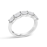 14K White Gold 1 1/4 Cttw Lab Grown Oval East West Band Ring-3 thumbnail 4