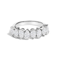 14K Gold 1 2/3 Cttw Lab Grown Pear Shaped Diamond Band Ring