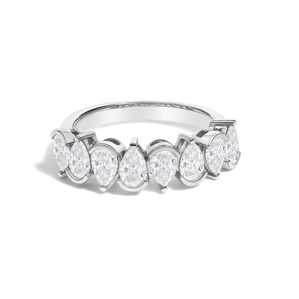 14K Gold 1 2/3 Cttw Lab Grown Pear Shaped Diamond Band Ring
