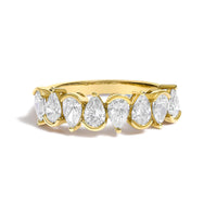 14K Gold 1 2/3 Cttw Lab Grown Pear Shaped Diamond Band Ring