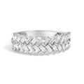 14K white gold ring with baguette lab grown diamonds in a woven band design