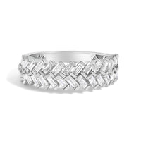 14K White Gold 7/8 Cttw Lab Grown Baguette Weave Design Band Ring