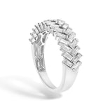 14K White Gold 7/8 Cttw Lab Grown Baguette Weave Design Band Ring-4 thumbnail 5