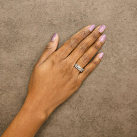 14K White Gold 7/8 Cttw Lab Grown Baguette Weave Design Band Ring