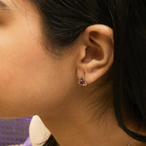 14K Yellow Gold Red Ruby and Diamond Accent Teardrop Stud Earrings-2 thumbnail 3