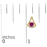 14K Yellow Gold Red Ruby and Diamond Accent Teardrop Stud Earrings-4 thumbnail 5