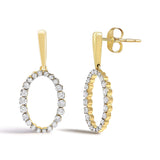 14K Yellow Gold Graduating 1/2 Cttw Diamond Oval Dangle Earrings-1 thumbnail 2