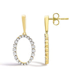 14K Yellow Gold Graduating 1/2 Cttw Diamond Oval Dangle Earrings-3 thumbnail 4