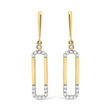 14K Yellow Gold 1/5 Cttw Diamond Paper Clip Dangle Earrings-0 thumbnail 1