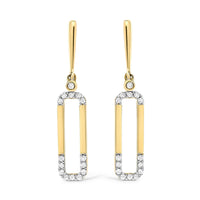 14K Yellow Gold 1/5 Cttw Diamond Paper Clip Dangle Earrings