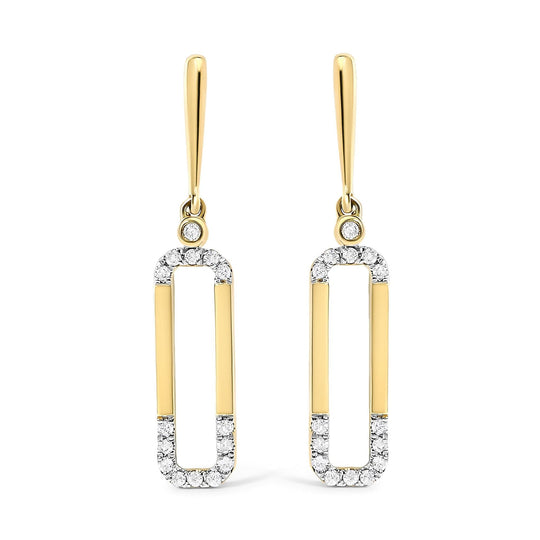 14K Yellow Gold 1/5 Cttw Diamond Paper Clip Dangle Earrings-0