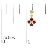 14K Yellow Gold 1/10 Cttw Diamond and  Ruby Floral Dangle Earrings-4 thumbnail 5
