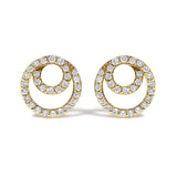 14K Yellow Gold 3/8 Cttw Diamond Double Circle Stud Earrings-0 thumbnail 1