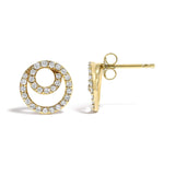 14K Yellow Gold 3/8 Cttw Diamond Double Circle Stud Earrings-3 thumbnail 4