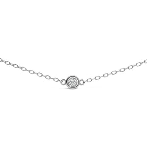 14K White Gold 1/2 Cttw Bezel Set Diamond Station Necklace-1