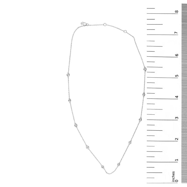 14K White Gold 1/2 Cttw Bezel Set Diamond Station Necklace