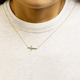 10K Yellow Gold 1/5 Cttw Diamond Sideways Cross Pendant Necklace-2 thumbnail 3