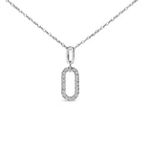 14K White Gold Diamond Accent Paperclip Pendant Necklace-0 thumbnail 1