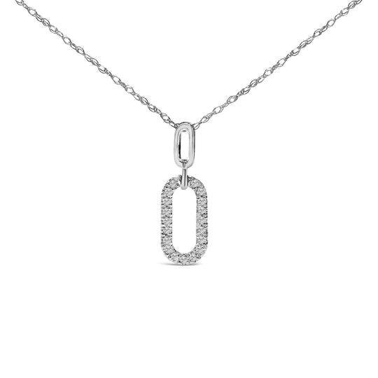 14K White Gold Diamond Accent Paperclip Pendant Necklace-0