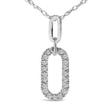 14K White Gold Diamond Accent Paperclip Pendant Necklace-1 thumbnail 2
