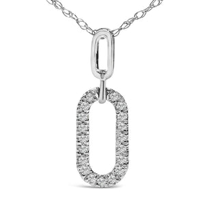 14K White Gold Diamond Accent Paperclip Pendant Necklace-1