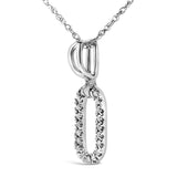 14K White Gold Diamond Accent Paperclip Pendant Necklace-3 thumbnail 4