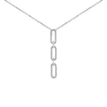 14K White Gold 1/10 Cttw Diamond Triple Paper Clip Pendant Necklace-0