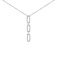 14K White Gold 1/10 Cttw Diamond Triple Paper Clip Pendant Necklace
