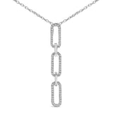 14K White Gold 1/10 Cttw Diamond Triple Paper Clip Pendant Necklace-1 thumbnail 2