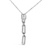 14K White Gold 1/10 Cttw Diamond Triple Paper Clip Pendant Necklace-3 thumbnail 4