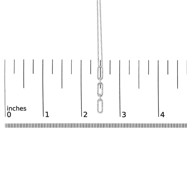 14K White Gold 1/10 Cttw Diamond Triple Paper Clip Pendant Necklace