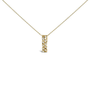 14K Yellow Gold Bezel Set 1/7 Cttw Diamond Vertical Bar Pendant Necklace-1