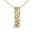 14K Yellow Gold Bezel Set 1/7 Cttw Diamond Vertical Bar Pendant Necklace-0