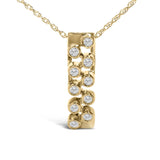 14K Yellow Gold Bezel Set 1/7 Cttw Diamond Vertical Bar Pendant Necklace-0 thumbnail 1