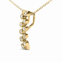 14K Yellow Gold Bezel Set 1/7 Cttw Diamond Vertical Bar Pendant Necklace