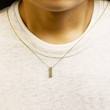 14K Yellow Gold Bezel Set 1/7 Cttw Diamond Vertical Bar Pendant Necklace-2 thumbnail 3