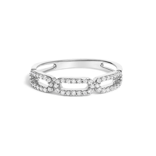 14K White Gold 1/4 Cttw Diamond Paper Clip Ring-0