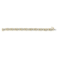 14K Yellow Gold 8 1/5 Cttw Baguette and Princess-Cut Diamond Geometric Twist Link Bracelet (G-H Color, VS1-VS2 Clarity) - Size 7