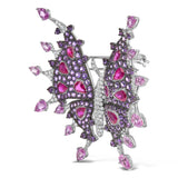 18K White Gold 1.00 Cttw Diamond, Ruby  Sapphire, and Amethyst Mixed Gemstone Butterfly Brooch Pin (G-H Color, VS1-VS2 Clarity)-1 thumbnail 2